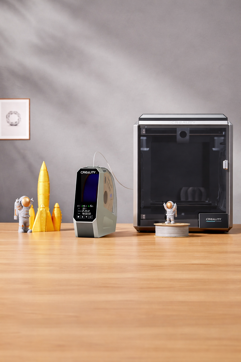 Desumidificador de filamento Creality Space Pi em uso com tela ativa