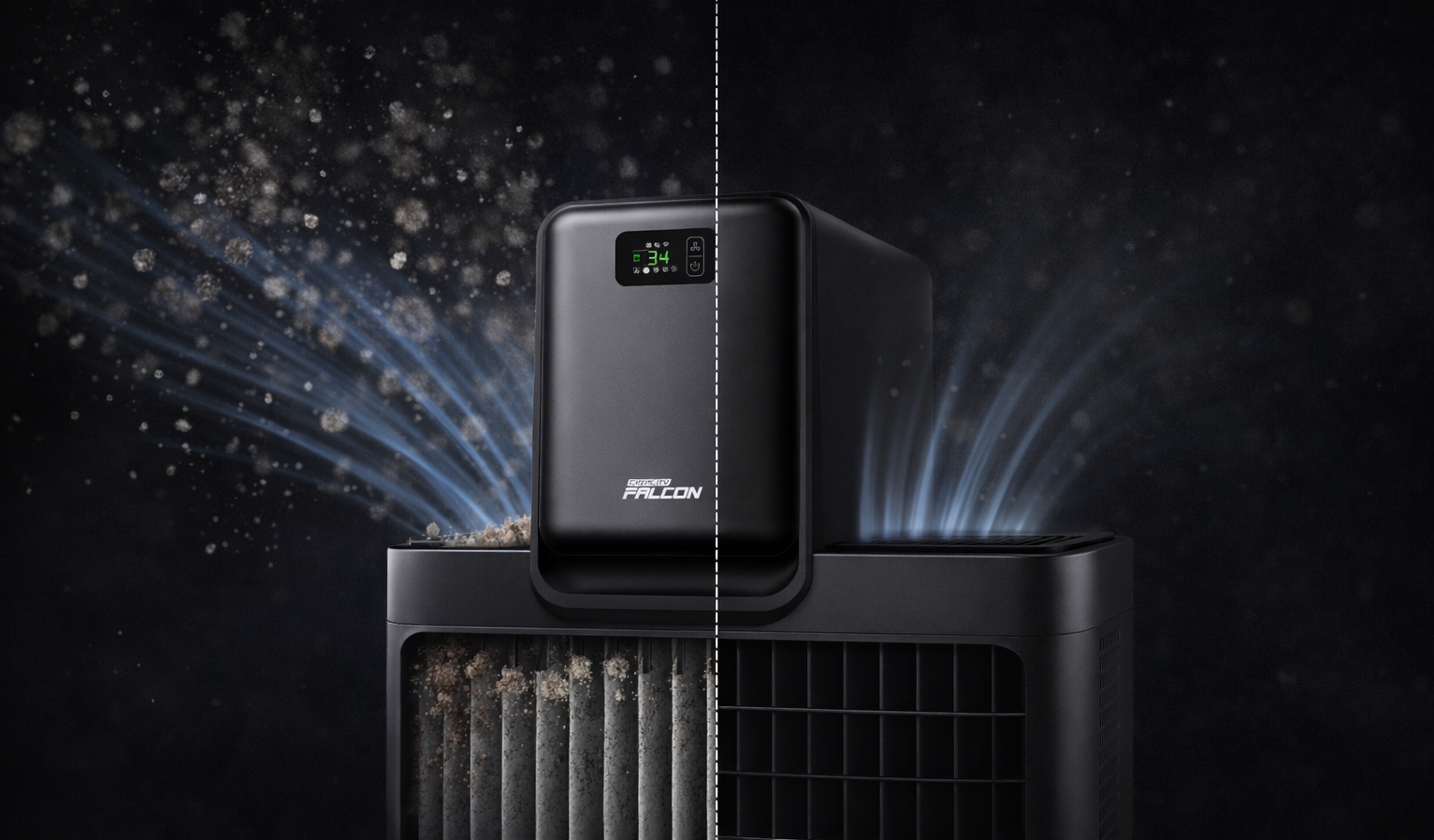 Sistema capturando part�culas de poeira suspensas durante o funcionamento da m�quina a laser