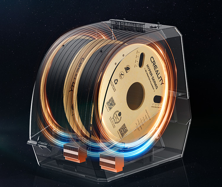 Capacidade para dois rolos no Creality Space Pi Filament Dryer Plus