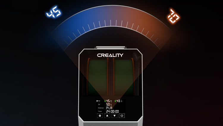 Tabela de preset para 12 filamentos no Creality Space Pi Filament Dryer Plus