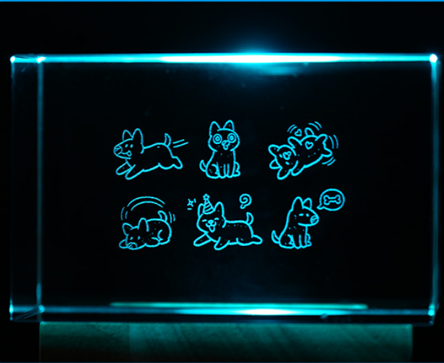 Exemplo de aplica��o do suporte iluminado com Cristal K9 em formato ret�ngulo